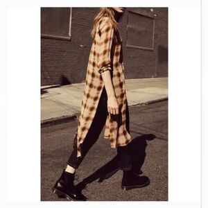 BDG Sheer Longline Button Down Shirt Tunic Duster Dress size M Festival Coachell